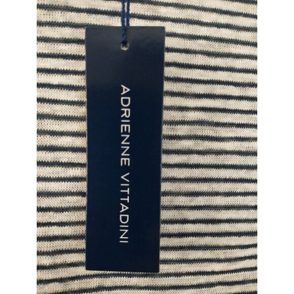 Adrienne Vittadini 100% Linen Navy White Stripes 3/4 Roll Sleeve Tunic - 1X NWT - Picture 8 of 10